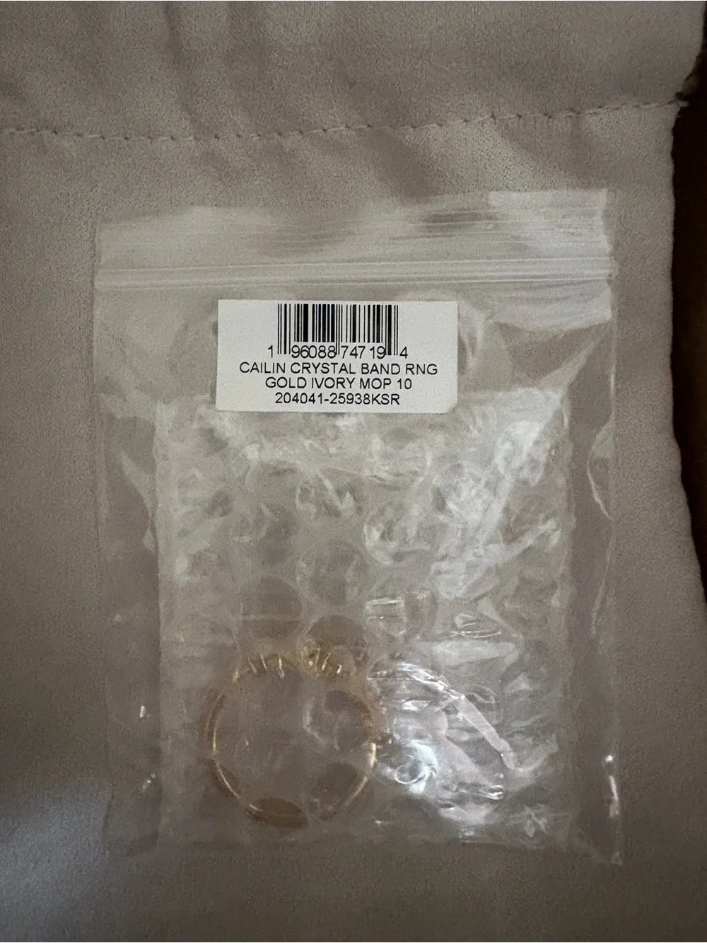Kendra Scott Cailin Gold Crystal Band Ring in Ivory Mother of Pearl